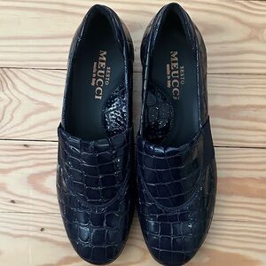 Sesto Meucci Women’s Blue Crocodile Loafers